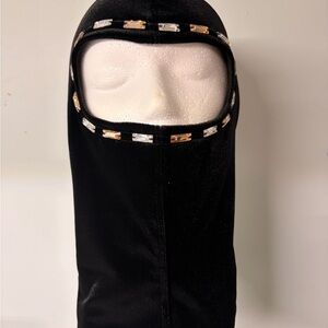 Elegant Black Balaclava with Gold and Silver Details